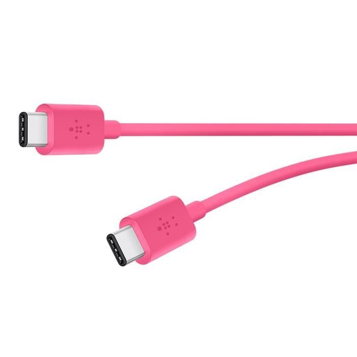 BELKIN Câble de charge avec connecteur USB C 2.0 / 3.A / 60W / 1,8M - Rose