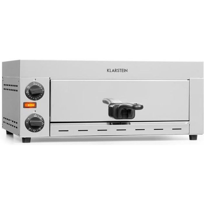 Klarstein Vesuvio Four à pizza professionnel 1 chambre - 1130W - Température réglable jusqu'à 300°C - Minuterie - Inox argent