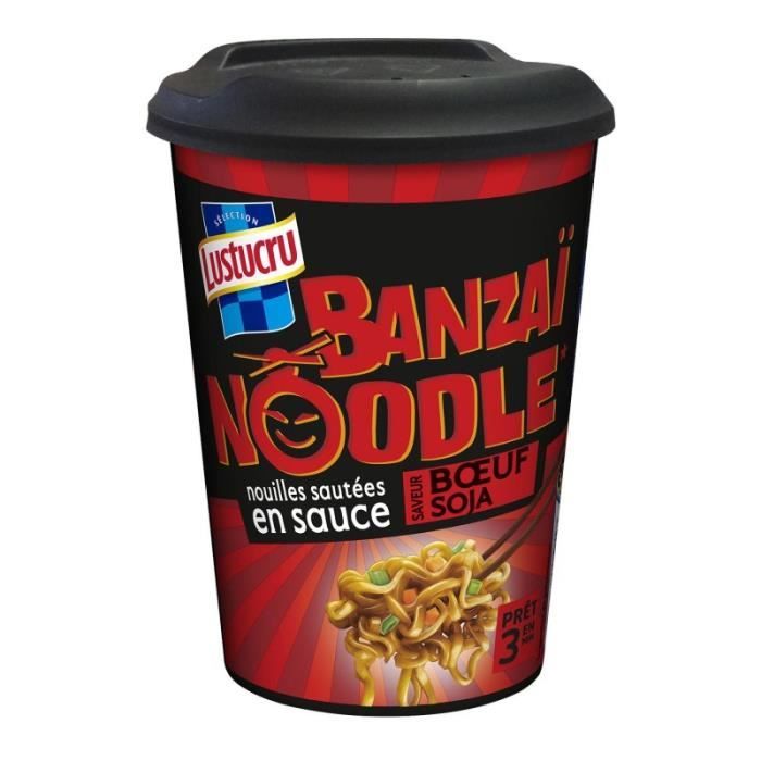 LUSTUCRU - Noodle Nouilles Sautées En Sauce Saveur Boeuf Soja 90G - Lot De 4