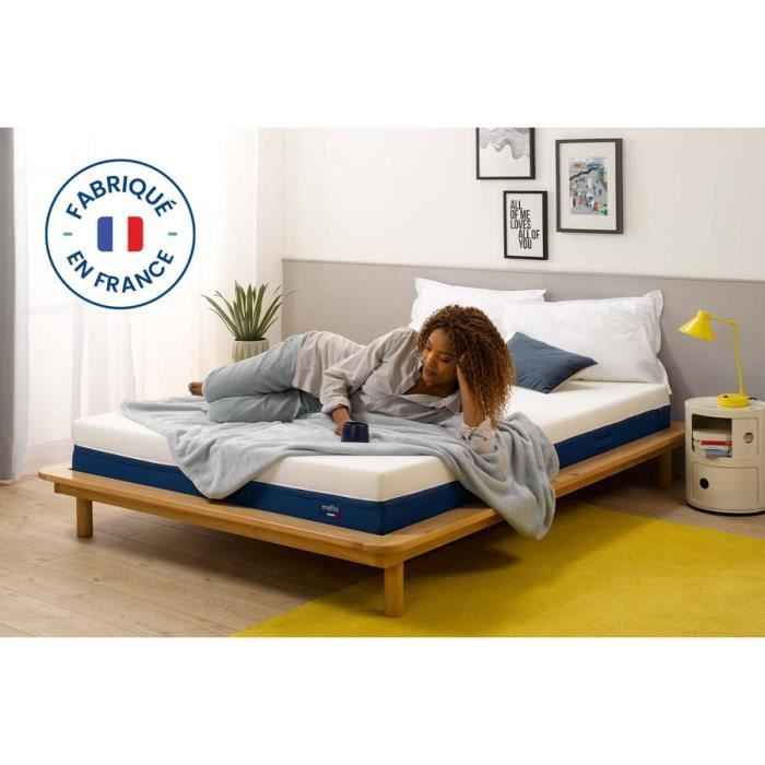 Mello | Matelas Melli Mello 90x200, épaisseur 18cm | Matelas mémoire de forme | Fabriqué en France | Déhoussable, matelas Oeko-Tex