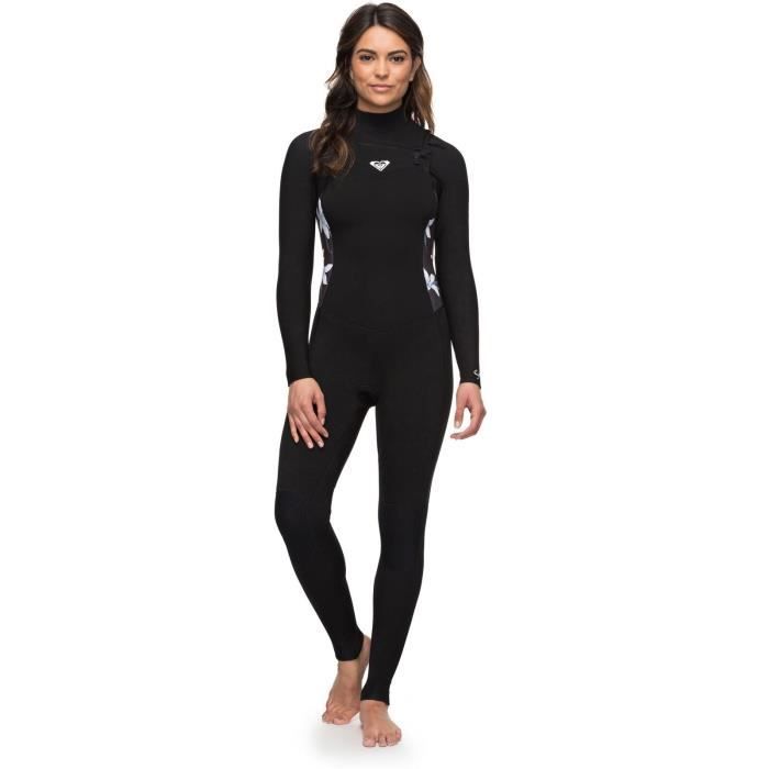 Combinaison de surf manches longues 3-2mm Femme Roxy Syncro Series Chest Zip GBS - 3-2mm Noir-Blanc