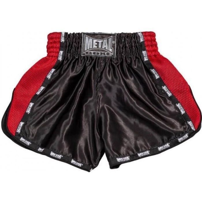 Short de boxe kick/thaï noir et rouge Métal Boxe