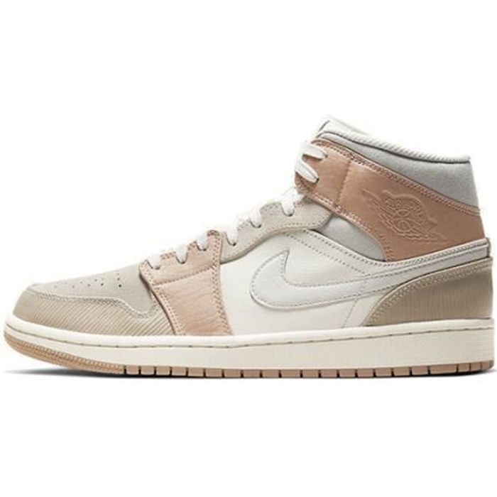 Baskets Airs Jordan 1 Mid SE Chaussures de basket Pas Cher pour Homme Femme Blanc Beige