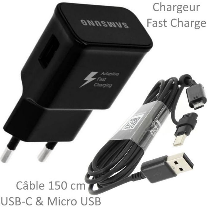 Chargeur Rapide USB Original 2A + Câble Long Universel Pour SAMSUNG Galaxy NOTE 10 - Galaxy NOTE 10 Plus - Galaxy Fold - A80... et +