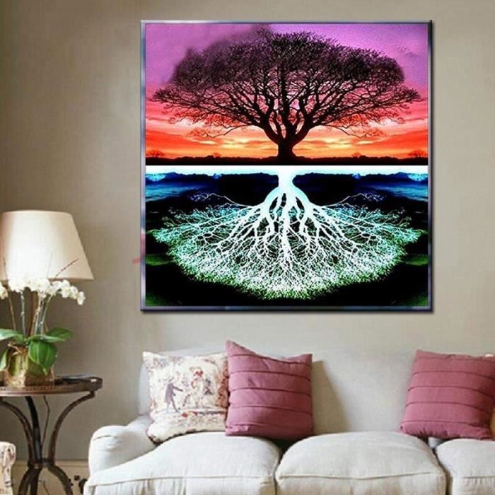 Peinture au diamant Nouveau Diamant Broderie 2019 décor à la Maison Paysage Arbre 5D Diamant Peinture Art Abstrait PhotoFK911660
