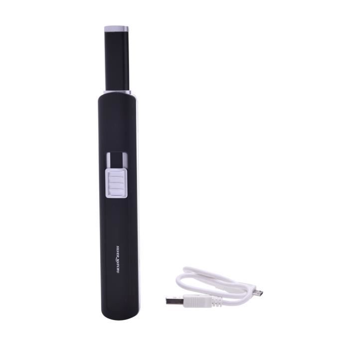 Allume gaz électrique Silver Match - USB - Design fin - épuré - Ultra-fin - Noir