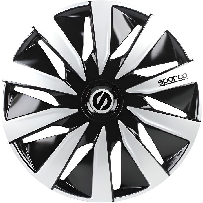 SPARCO 4 Enjoliveurs Lazio 14- Noir et Argent