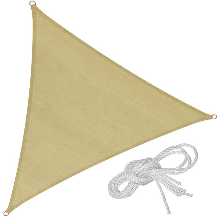 Voile d'ombrage triangulaire, beige - 600 x 600 x 600 cm