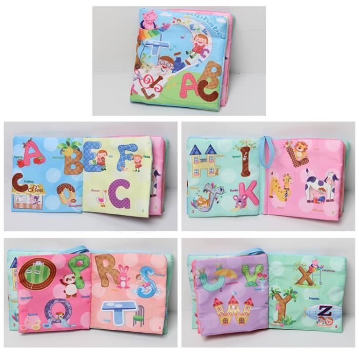 Livre Bébé d'Activités en Tissu Alphabet Jouet Éducatif Cadeau Pour Bébé