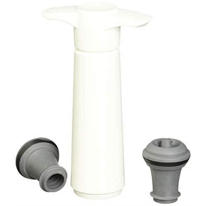 The Original Vacu Vin Wine Saver with 2 Vacuum Stoppers - White