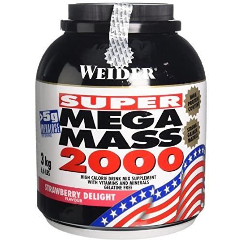 Weider Weight Gainer Mega Mass 2000 Complément alimentaire Fraise3000 g
