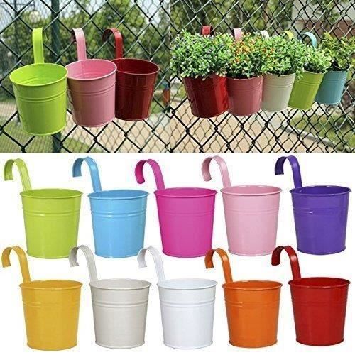 MT-(10 PCS) Métal Fer Pots de Fleurs Suspendu Balcon Jardin Home Decor