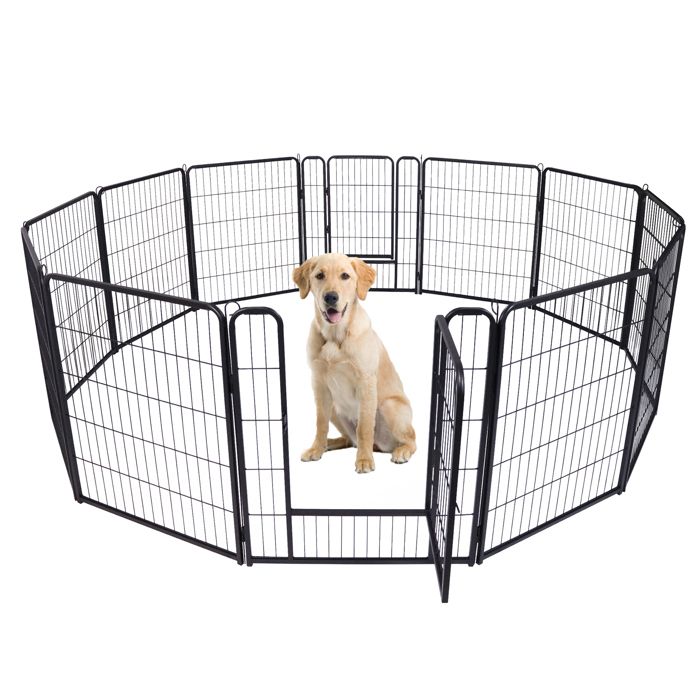 Comparer les prix de HENGMEI 12 Pièces Parc pour Chiot pour Animaux Avec Porte, Enclos pour Chiots, 65 x 80 cm Enclos pour Chien