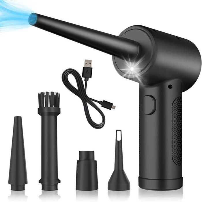 Souffleur à Air Comprimé Rechargeable 80 000 Tr/min - Nettoyage Clavier, Voiture, 3 Buses Incluses