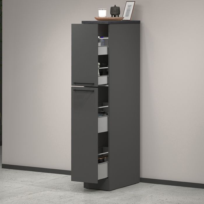 Dmora - Garde-manger de cuisine Atrax 30x60xh165 cm Anthracite Ardoise Panneau effet bois Dmora - Garde-manger de cuisine Atrax 30x60xh165 cm Anthracite Ardoise Panneau effet bois