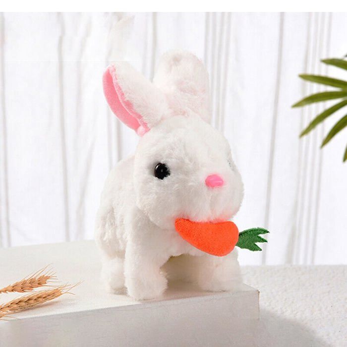 Comparer les prix de Lapin Jouet électronique interactif pour animaux de compagnie Le lapin marche et couine, jouet en peluche de Pâques Lapin en