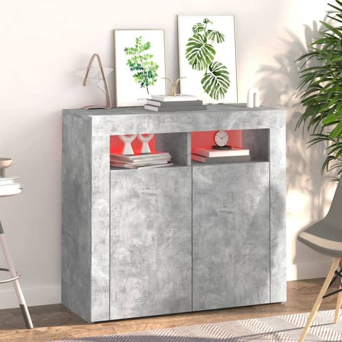 Commode/Buffet contemporain avec lumières LED Gris béton 80x35x75 cm LL0000095887