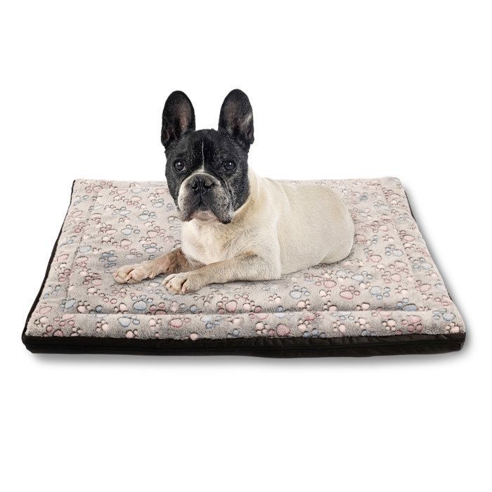 Meilleurs prix pour Lit pour Chien Panier Coussin Tapis Matelas S 70x50 cm Gris Motif PET ZEN Dehoussable Lavable Mousse Résistante