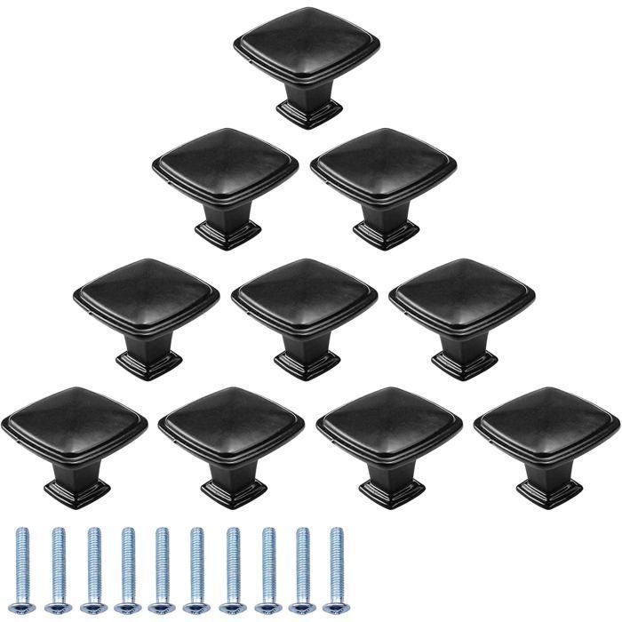 25 Poignées Bois Noir Pour Tiroirs – Boutons Ronds 33x25mm, Par Uxcell