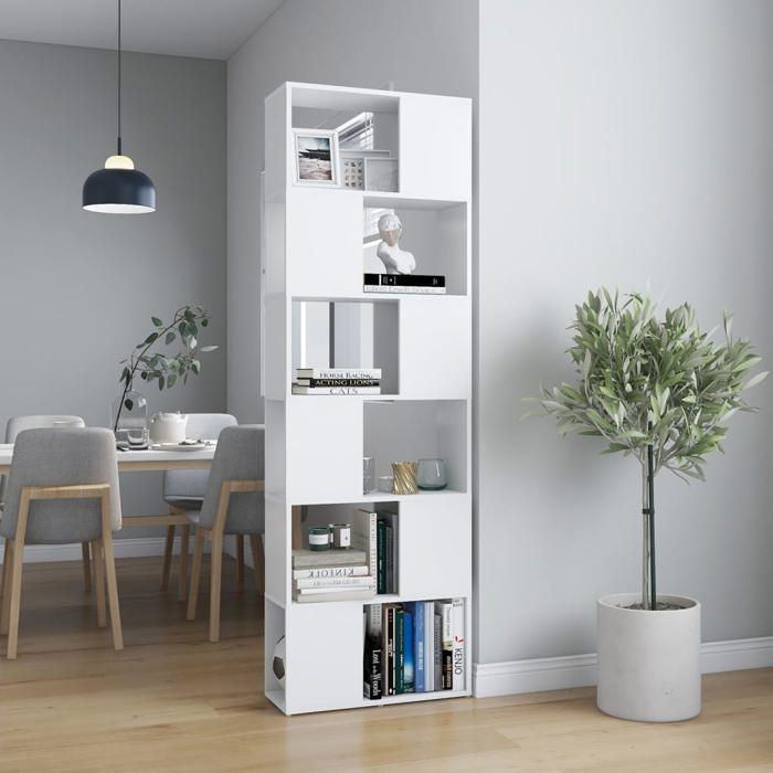 Clarence* Grand RangementBibliothèque - étagère séparationBlanc 60x24x186 cm &Europ3949010