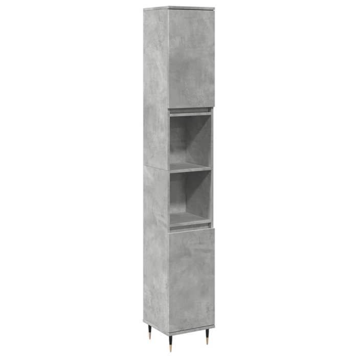 453318& Armoire de salle de bain - Haut de gamme - gris béton 30x30x190 cm
