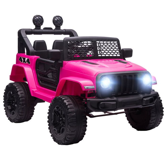HOMCOM Voiture 4x4 &Eacute;lectrique Enfant 12 V 5 Km/h Max. Avec T&eacute;l&eacute;commande Rose