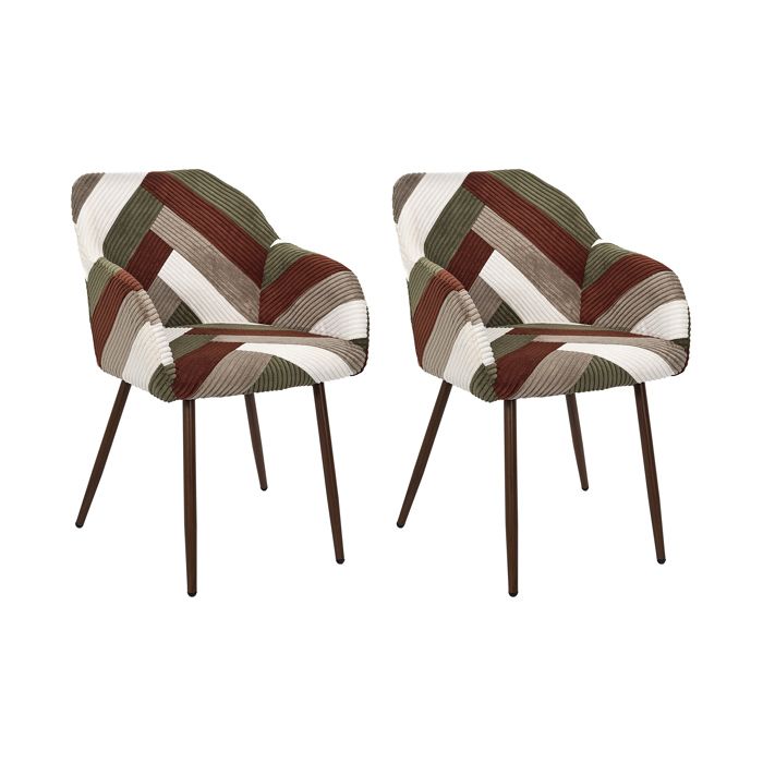 Lot De 2 Fauteuils - Home Deco Factory - Scott - Patchwork - Côtelé - Multicolore