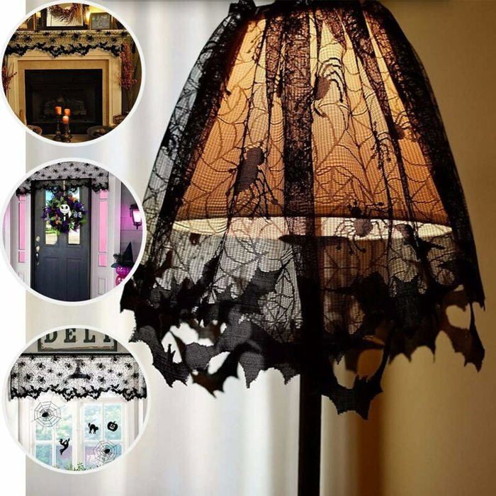 Abat-jour Halloween - Ulisem - Dentelle - Noir - 152 4x50 8 cm - Non ignifuge