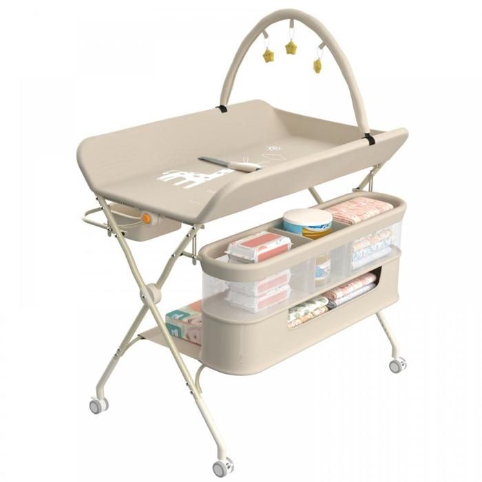 JEOBEST Table à Langer Meuble à Langer pour Bébé avec Matelas à Langer Ceinture de Sécurité et Compartiments de Rangement