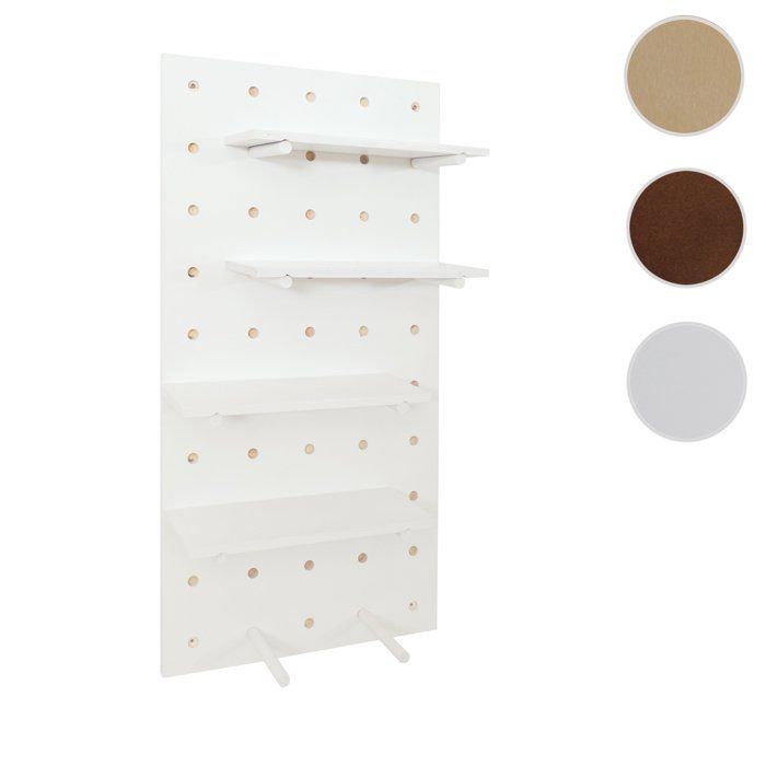 Panneau mural HWC-P24 décoration murale Étagère murale Panneau perforé 4 niveaux Suspension 100 x 50 cm MVG ~ blanc