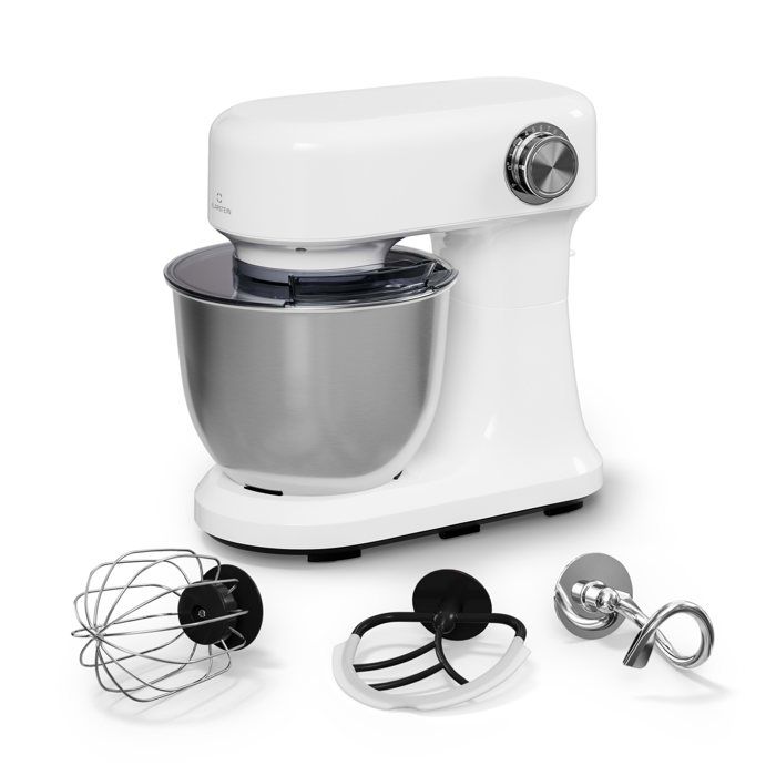 Klarstein Bella Evo Robot Pâtissier 1500W 5L Bol Inox 12 Vitesses Système Planétaire Pulse Robot Cuisine Multifonctions Blanc