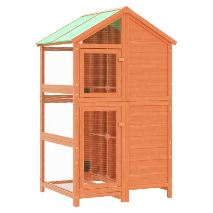 SALE dhiver Volière/Maison à oiseaux - UU - Pour oiseaux - marron 97x81x152 cm bois massif de pin CC753