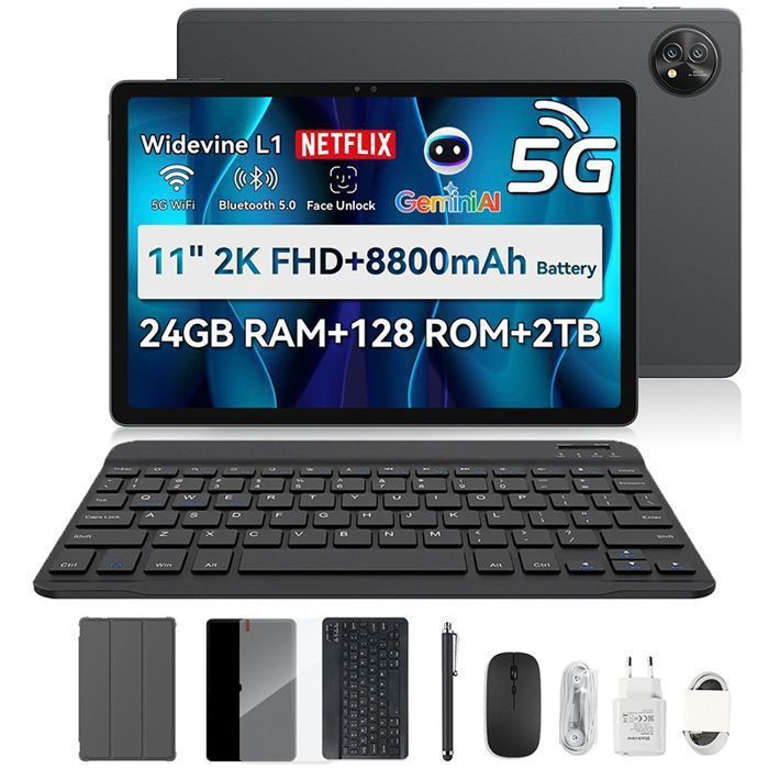 Blackview ZENO 10 Tablette 5G Android 15 11 FHD+ avec Clavier Souris Stylet24Go RAM 128GoWidevine L1Double SIMWiFiGPS8800mAh