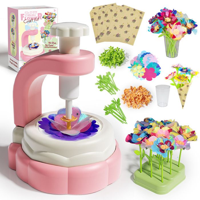 PZCC Machine à Bouquets Créative – Kit DIY Fleurs Pour Enfants 3-12 Ans, Activité Manuelle éducative – Cadeau Fille 4-9 Ans
