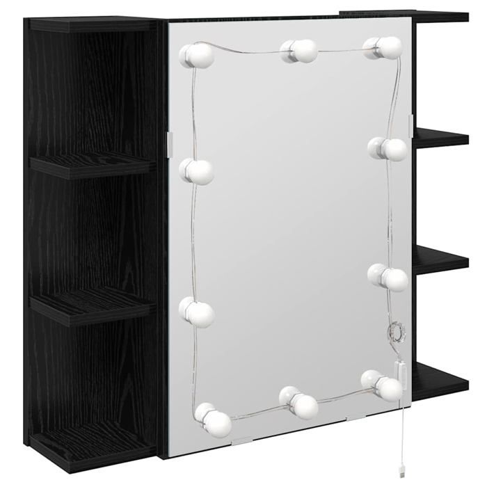 Armoire miroir murale - vidaXL - Chêne noir - 70x165x60 cm - Bois dingénierie - Miroir plan - 6 étagères