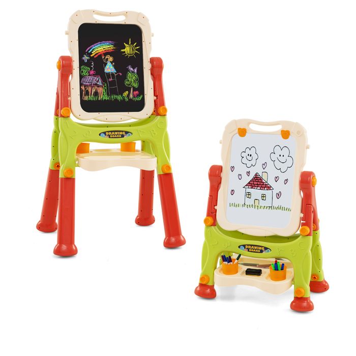 Tableau Magnétique Double Face Enfant – Chevalet Réglable 80-148 Cm, Avec Lettres, Chiffres, Craies, Cadeau Dès 3 Ans