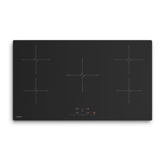 KLARSTEIN PowerGlide Plaque Induction 5 Zones 9800W Curseur Minuterie Verre Anti-Rayures Plaque Encastrable 90cm