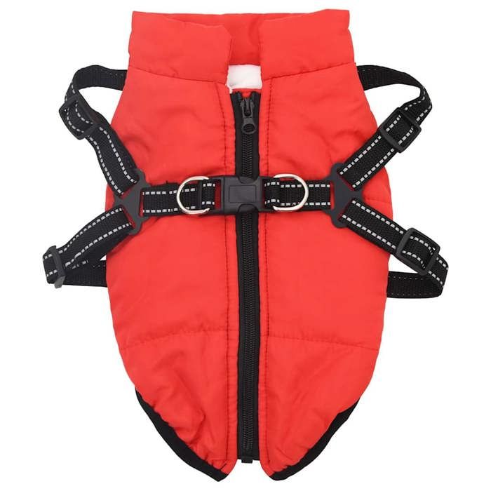 [5978899]Veste dhiver chaude pour chien Manteau pour chien avec harnais Rouge XL Fleece et Polyester Poids:0.27 Kg
