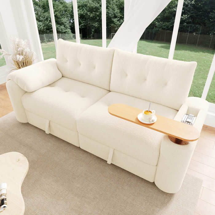Canapé dappoint 3 Places avec Rangement Intégré canapé modulaire avec table amovible - 207.5 x 80 x 87 cm - béige