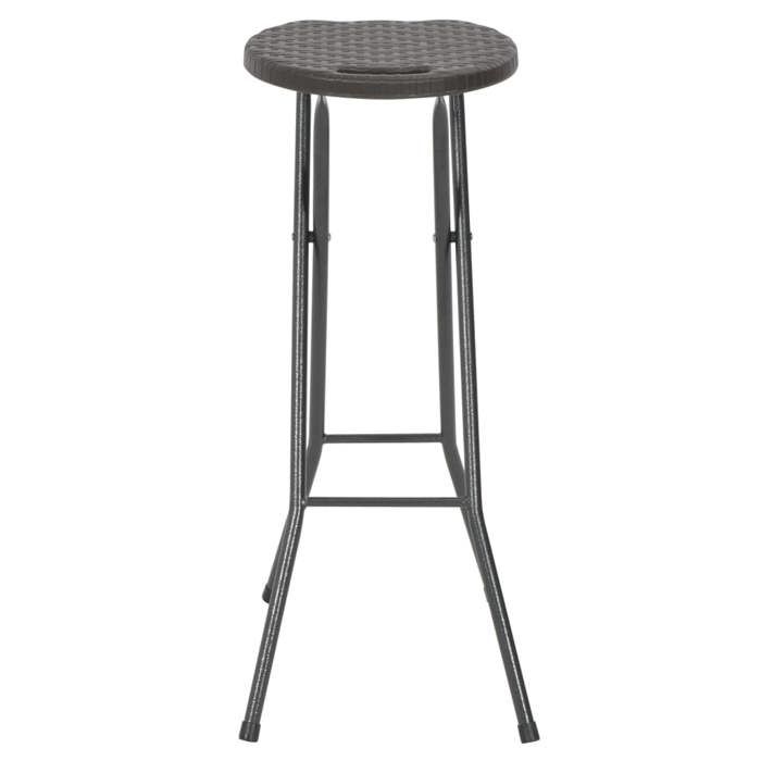 Brun Meuble dextérieur/Chaise à Manger - SARAZYJ - (1 pcs) Tabouret de bar pliable lot de 2 PEHD et acier Aspect rotin 35x44x80cm H