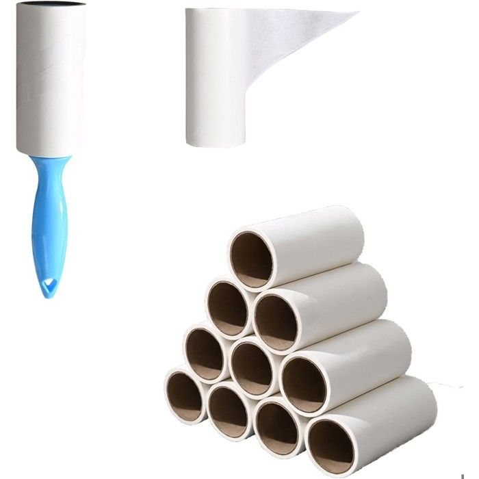 Rouleau Adhésif pour Enlever Les Poils danimaux 12 Rouleaux 720 Feuilles Adhésives 1 Poignée pour Vêtements Cheveux
