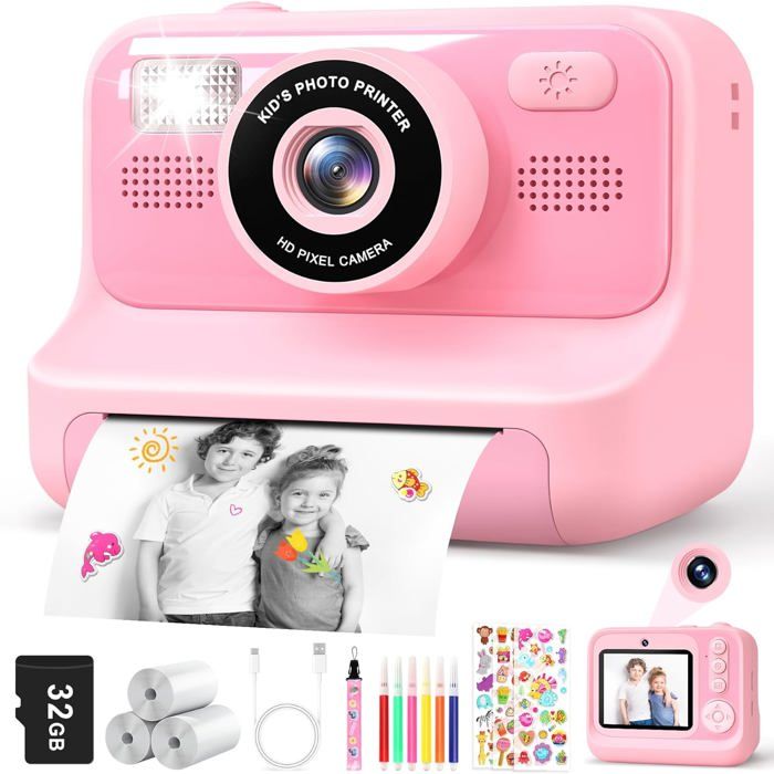 Enfant Instantané Étui De Protection,2,4'' Numérique Enfants 32Gb Sd Carte&Papier D'Impression