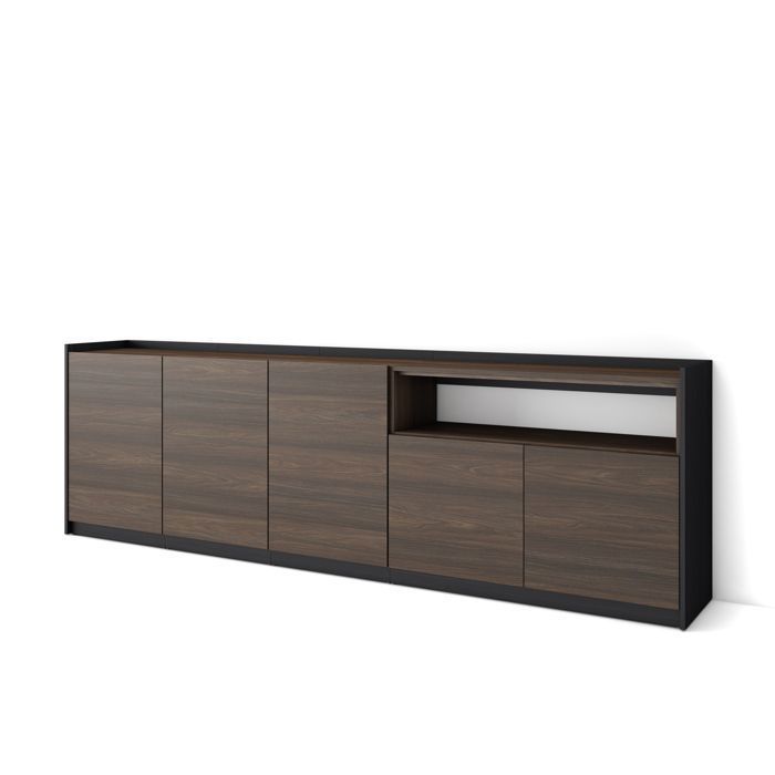 Buffet salon et cuisine Meuble de Rangement Commode 260x37x80cm 5 Portes Chêne foncé et Noir RF4252 Buffet salon et cuisine Meuble de Rangement Commode 260x37x80cm 5 Portes Chêne foncé et Noir RF4252