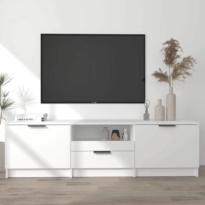Cabinet TV - Blanc - Meuble TV pour Télévision - 1 PC - Blanc 140x35x40 cm Bois dingénierie T729 Cabinet TV - Blanc - Meuble TV pour Télévision - 1 PC - Blanc 140x35x40 cm Bois dingénierie T729