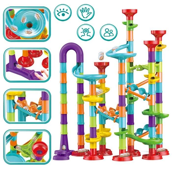 Circuit à Billes 232 Pièces Transparent - STEM Éducatif - Construction Créative - Cadeau Enfant 3 Ans