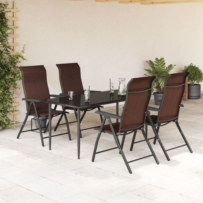 Brun Siège de jardin - Chaises pliables de jardin - (4 pcs) - marron résine tressée C1443