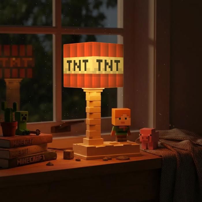 Veilleuse de chevet - Lampe blocs de construction MC - Lampe de chevet enfant - Lampe dambiance - Rechargeable par USB Multicolore