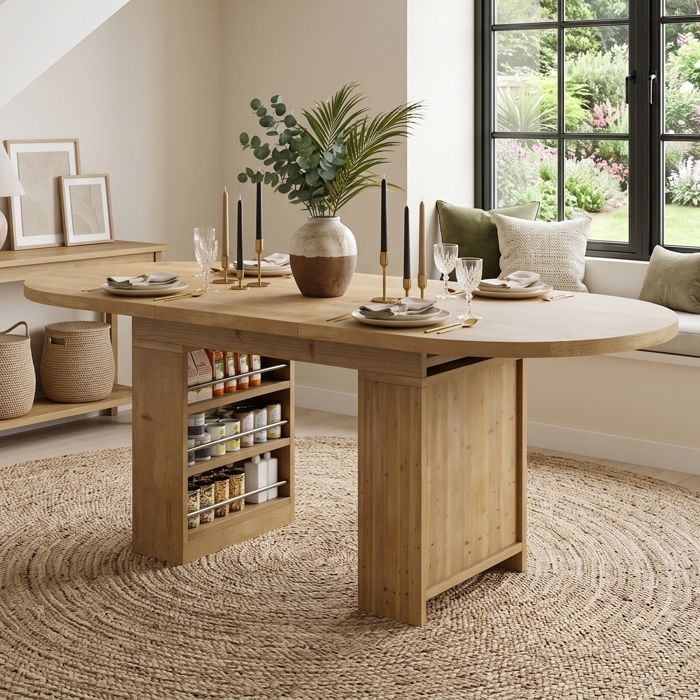 Table à manger extensible-150/200x90cm-adaptée pour 6-8 personnes- avec espace de rangement-plateau épaissi-couleur chêne