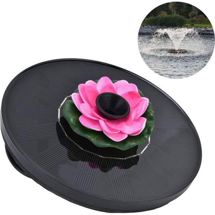 Fontaine solaire avec pompe 7V 1 4W 5 buses incluses débit 80-200 L/H hauteur 55-95 cm adaptée pour bain doiseaux jardin