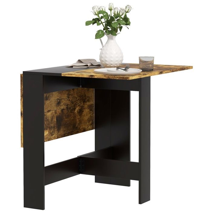 Table pliante cuisine avec rallonges 103 x 76 x 73 5 cm noir et marron rustique Table pliante cuisine avec rallonges 103 x 76 x 73 5 cm noir et marron rustique